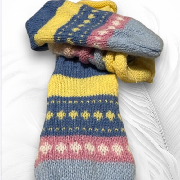 Cozy Striped Colorful Knit Socks  Wool Socks Retro 80s Slouch Style - Picture 3 of 4